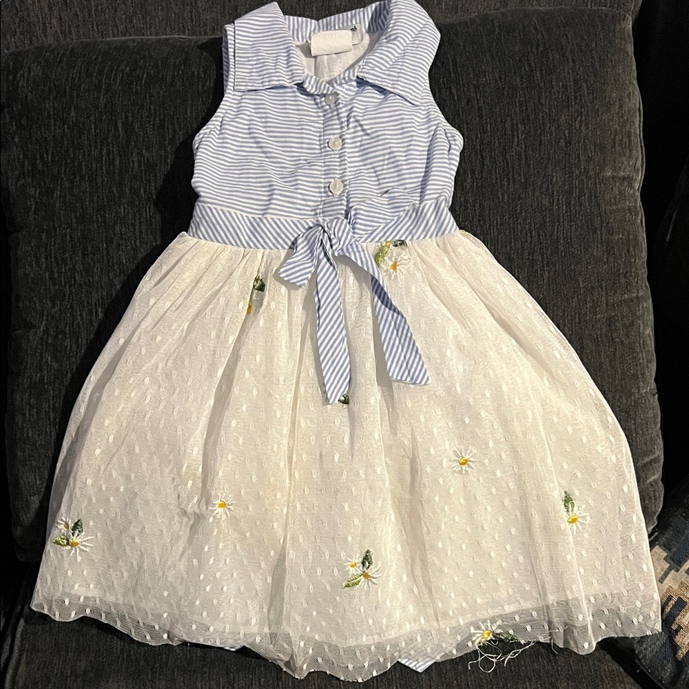Rare Editions Blue and White Striped Dress